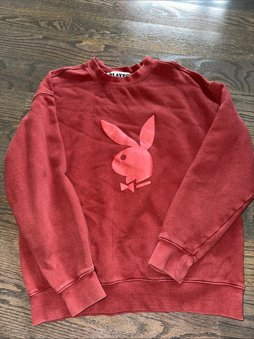 PLAYBOY Men's Red Crewneck Sweatshirt with Bunny Logo